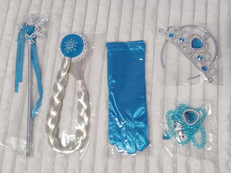 Nowy 104 110 Strój Sukienka Suknia ELSA Akcesoria Frozen Kraina Lodu