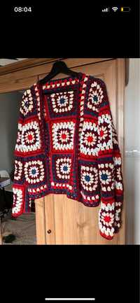 Sweter narzuta granny Square vintage handmade