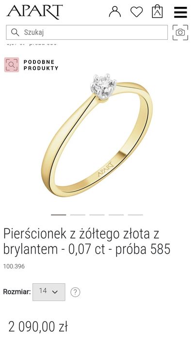 Pierścionek zaręczynowy Apart złoto i brylant