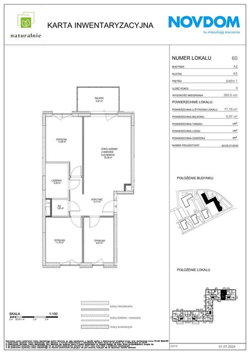 Mieszkanie 77 m2 z balkonem - stan deweloperski - Mława