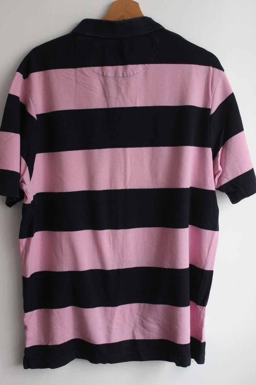 Blue Harbour - Koszulka polo t-shirt paski pasy różowy granatowy M