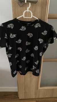 Koszulka czarna w koty xxs