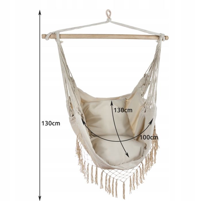 Krzesło Brazylijskie Fotel Wiszący Huśtawka Hamak Ogrodowy Kokon XXL