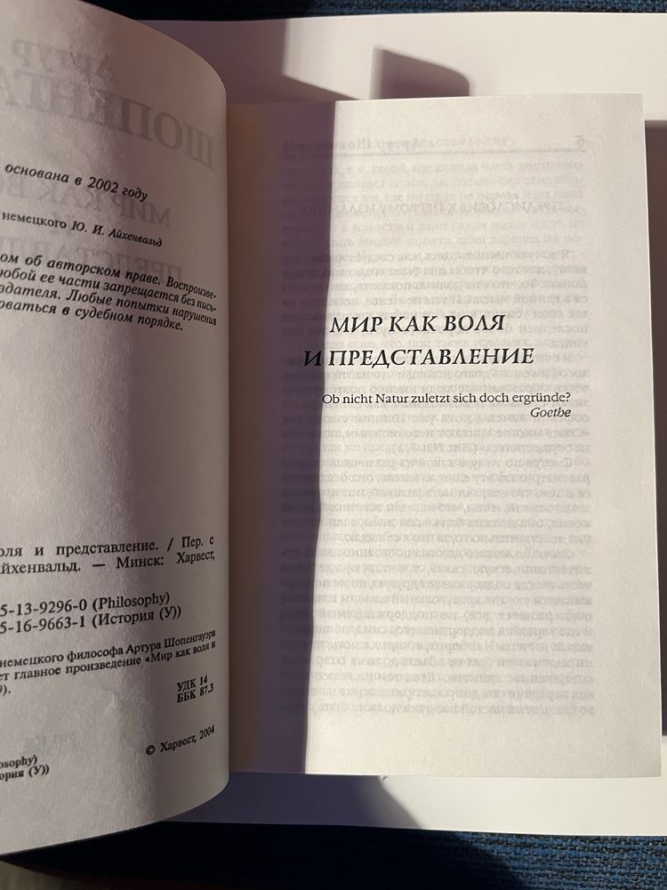 Артур Шопенгауэр «Мир как воля и представление»