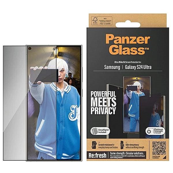 Szkło hartowane PanzerGlass Ultra-Wide Fit prywatyzujące z pozycjonere