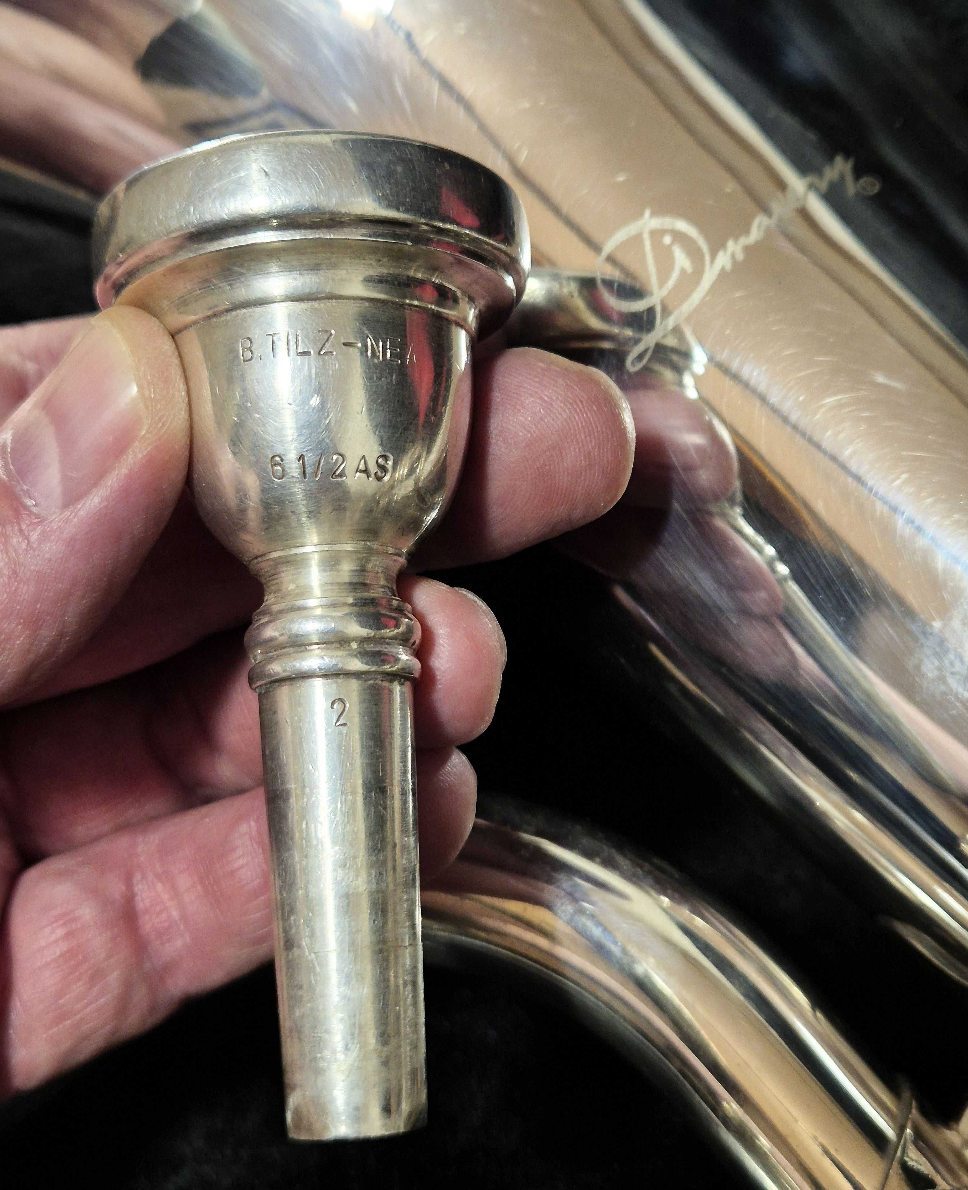 Tuba Eufonium Puzon Euphonium Dimavery srebrne instrument dęty