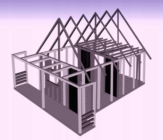 Konstrukcja szkieletowa domku z poddaszem 5/5m