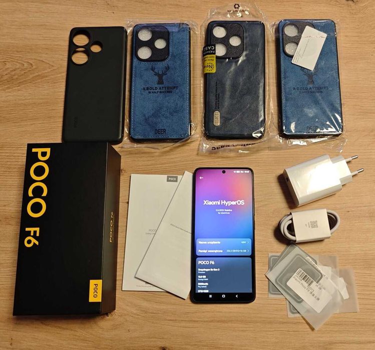 Smartfon Xiaomi POCO F6 12GB RAM 512GB ROM Czarny jak NOWY AKCESORIA