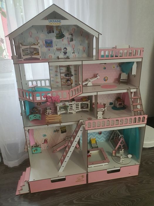 Ляльковий будиночок NestWood Великий рожевий особняк для ляльок L.O.L.