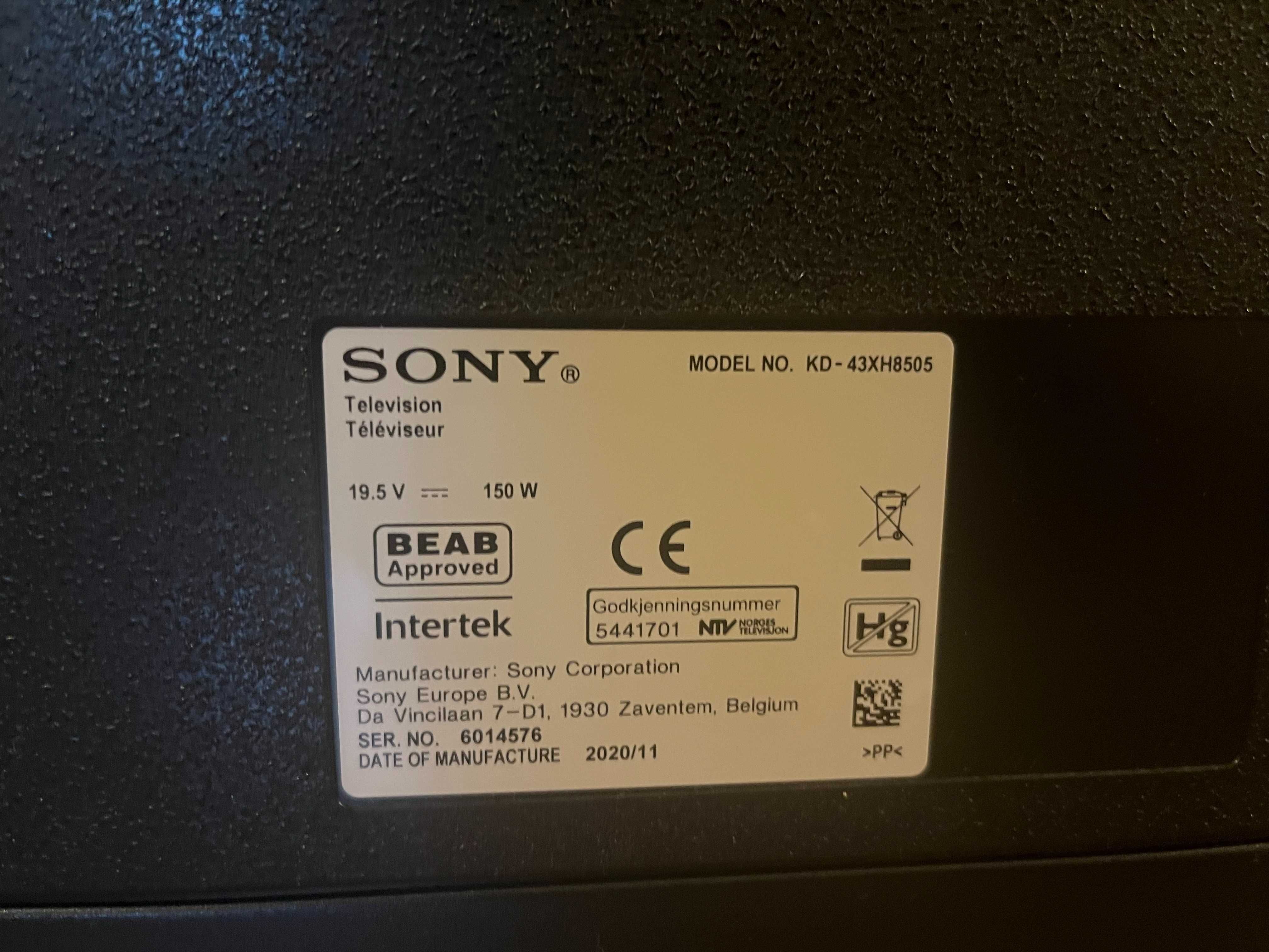 Telewizor Sony 43''   KD-43XH8505 funkcja nagrywania DVB-T2