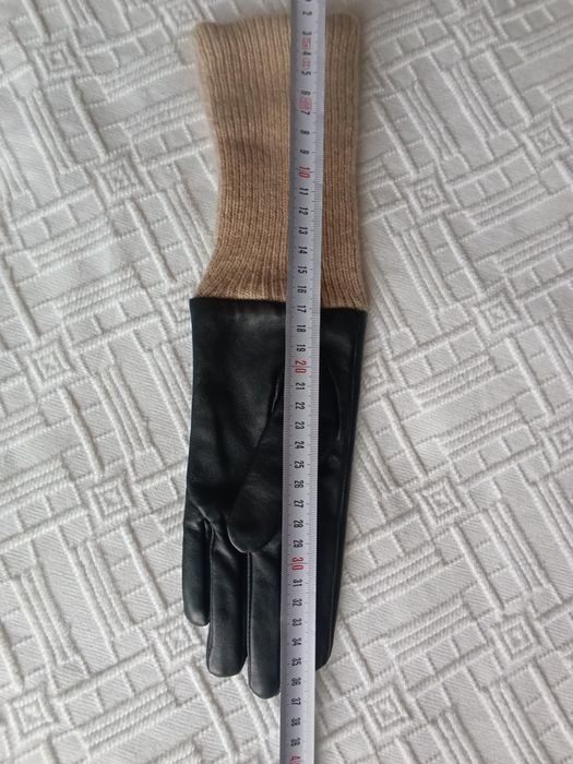 Перчатки Zara кожа с трикотажем