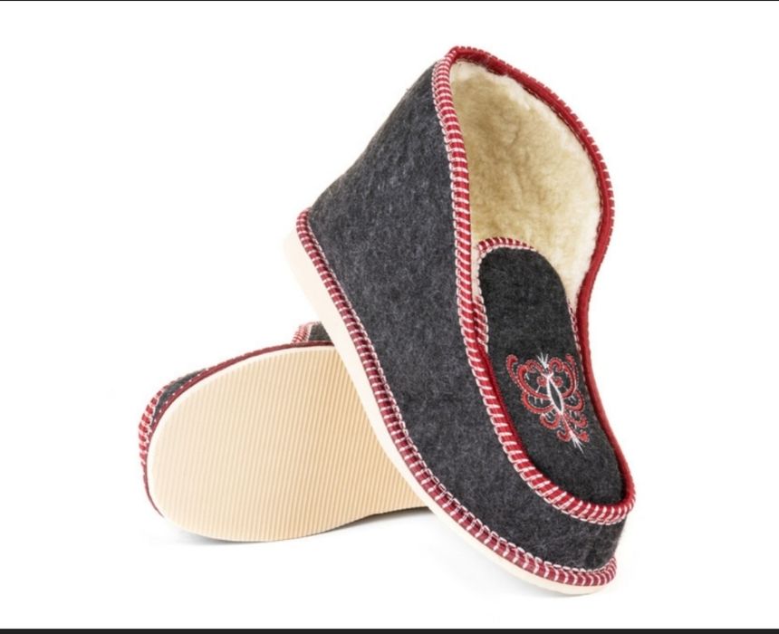Bambosze Filcowe Góralskie Kapcie Damskie Ciepłe Filc + Wełna