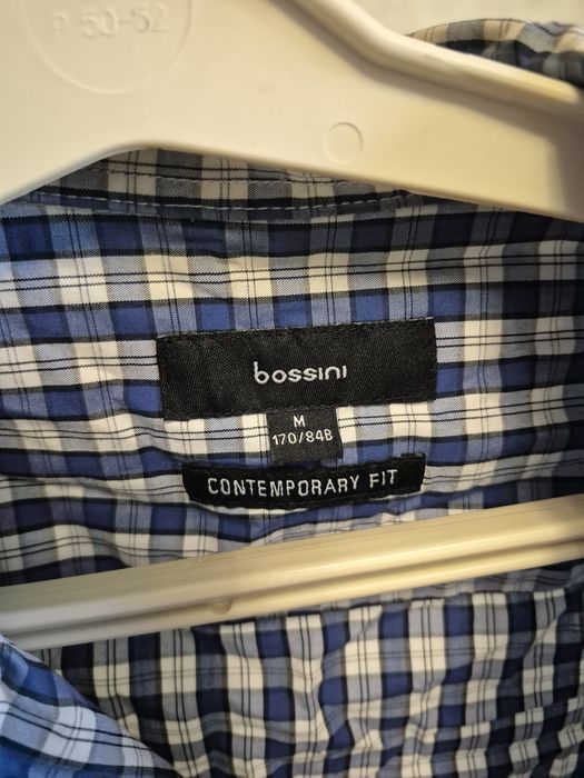 Чоловіча сорочка Bossing M синя в білу клітинку