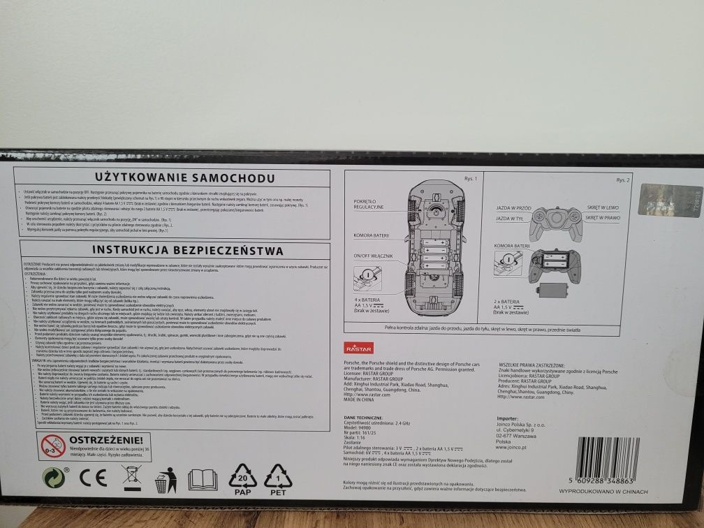 Samochód zdalnie sterowany RASTAR Porsche 911 Sport Classic 94900