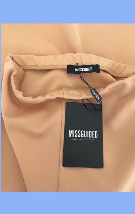 MISSGUIDED Новая юбка карандаш беж разрез спереди