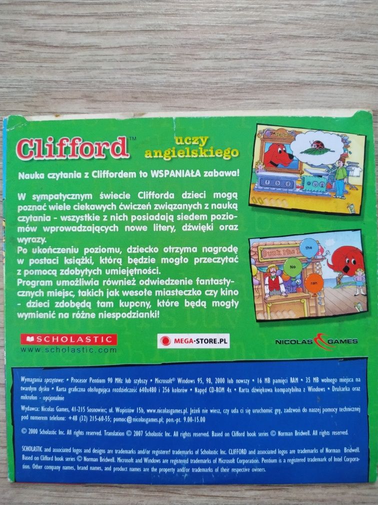 Gra PC Clifford uczy angielskiego dla dzieci