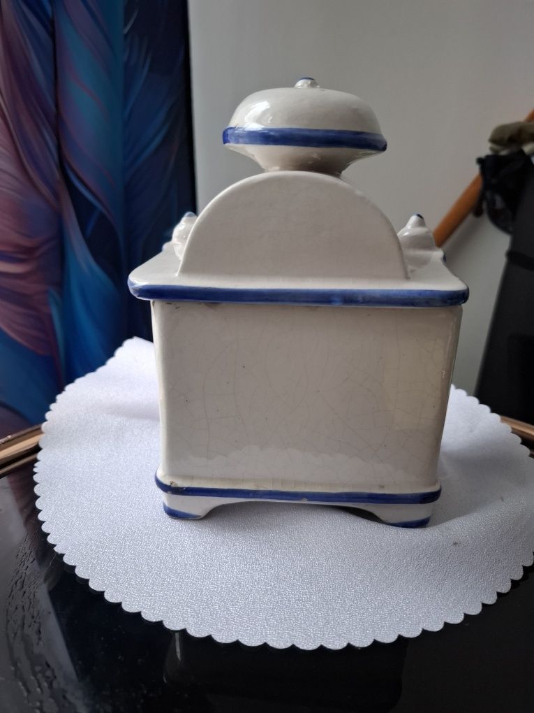 Pojemnik kuchenny fajansowy PRL słój na przyprawy sól kawę fajans