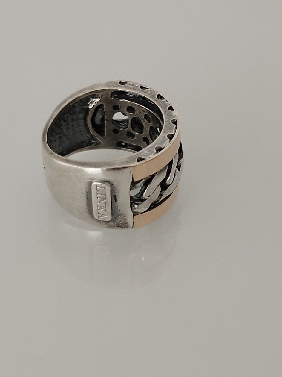 Anel prata 925 e ouro 9kt