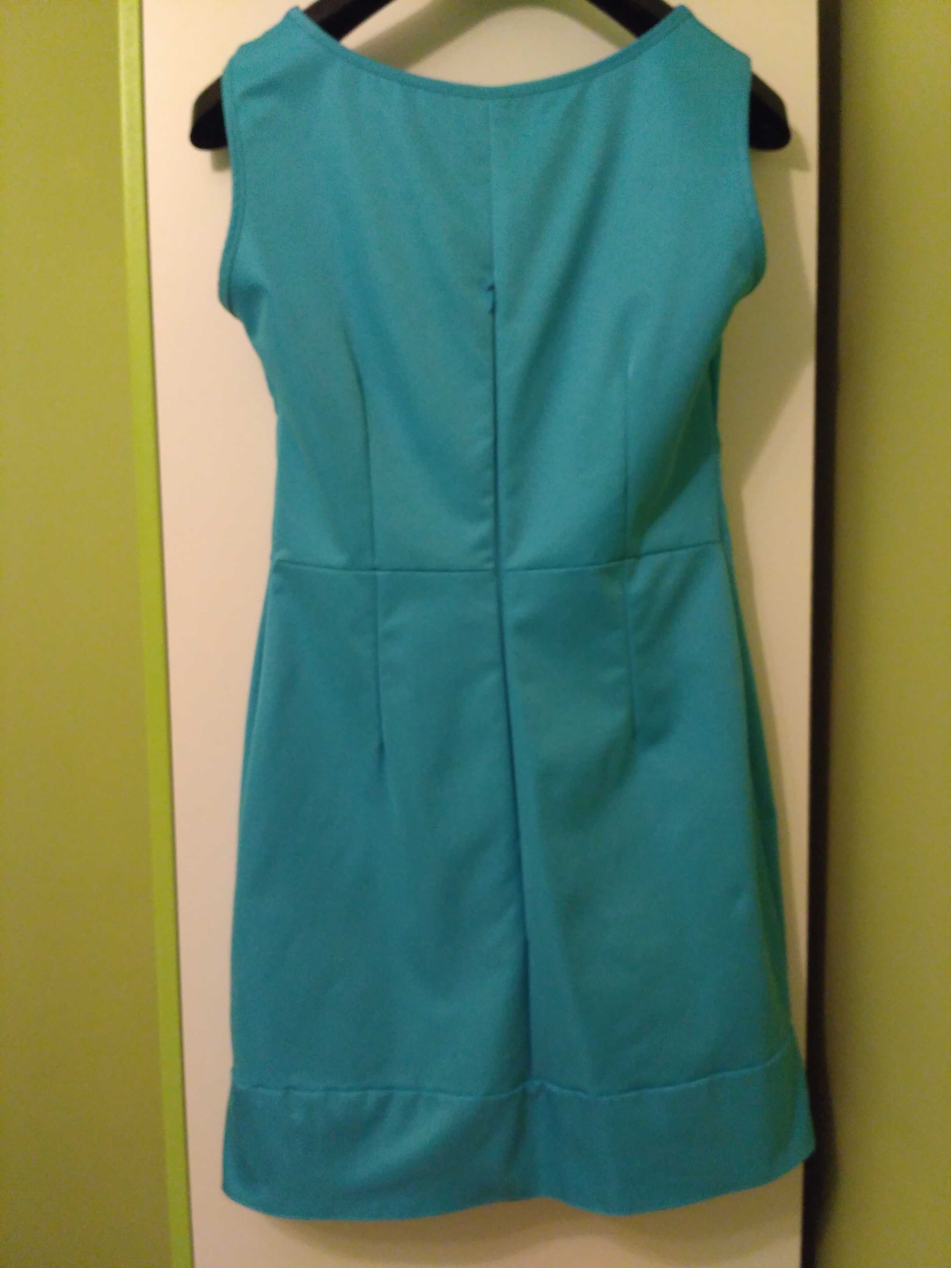 Sukienka niebieska 36 S,bez rękawów, bd.jakość,komunia,chrzciny,wesele