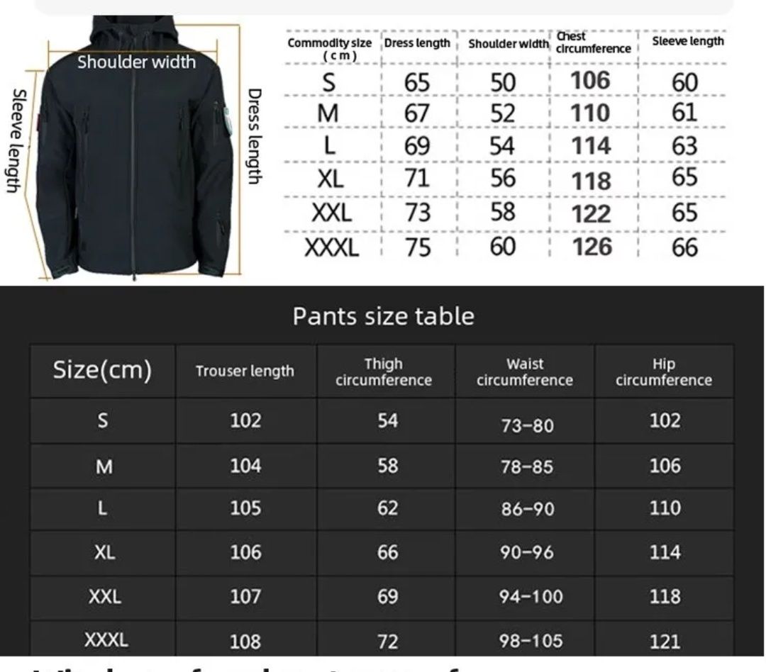 Zestaw taktyczny Softshell Kurtka i spodnie xl