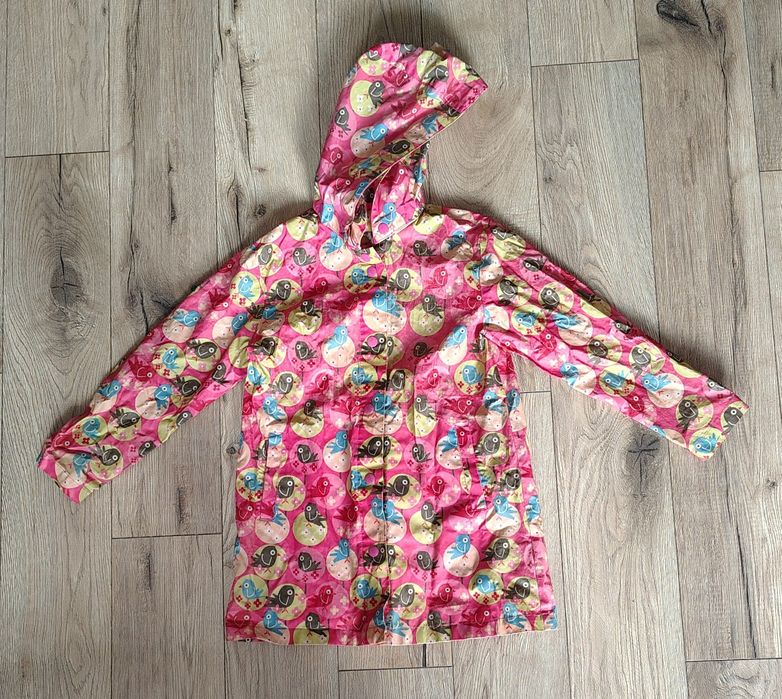 Kurtka przejściowa dziewczęca różowa w ptaszki H&M 134
