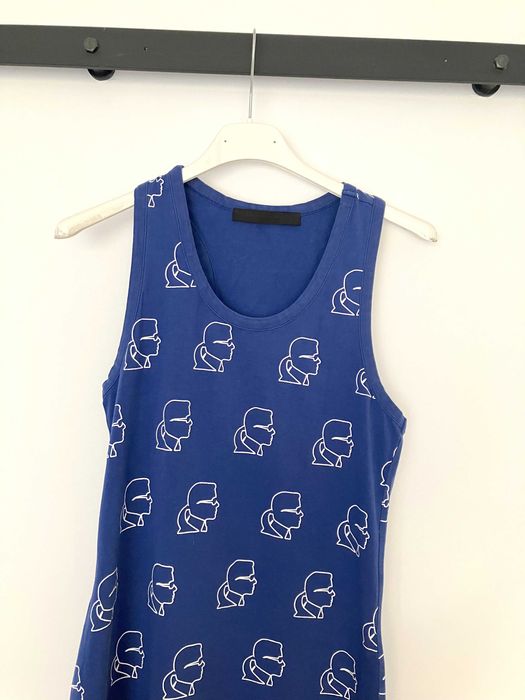 Karl Lagerfeld niebieska bawełniana sukienka basic nadruk