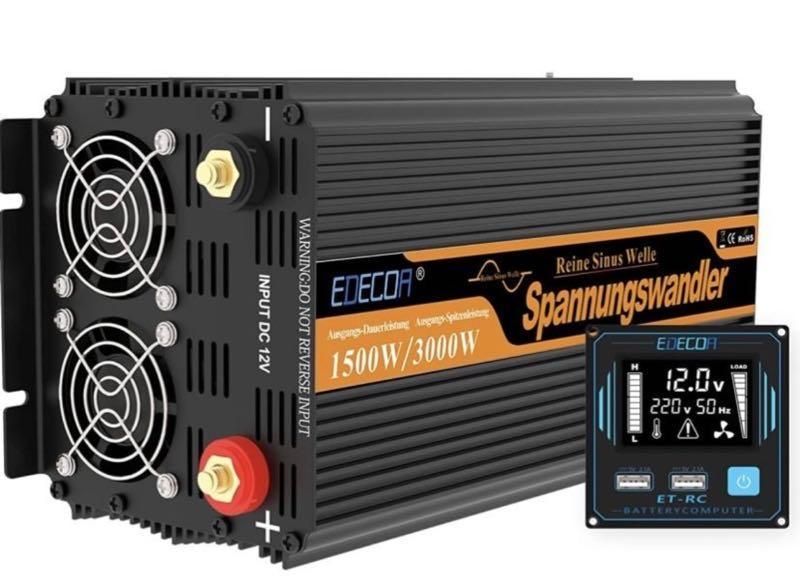 Перетворювач напруги edecoa 12v до 230v 1500/3000w