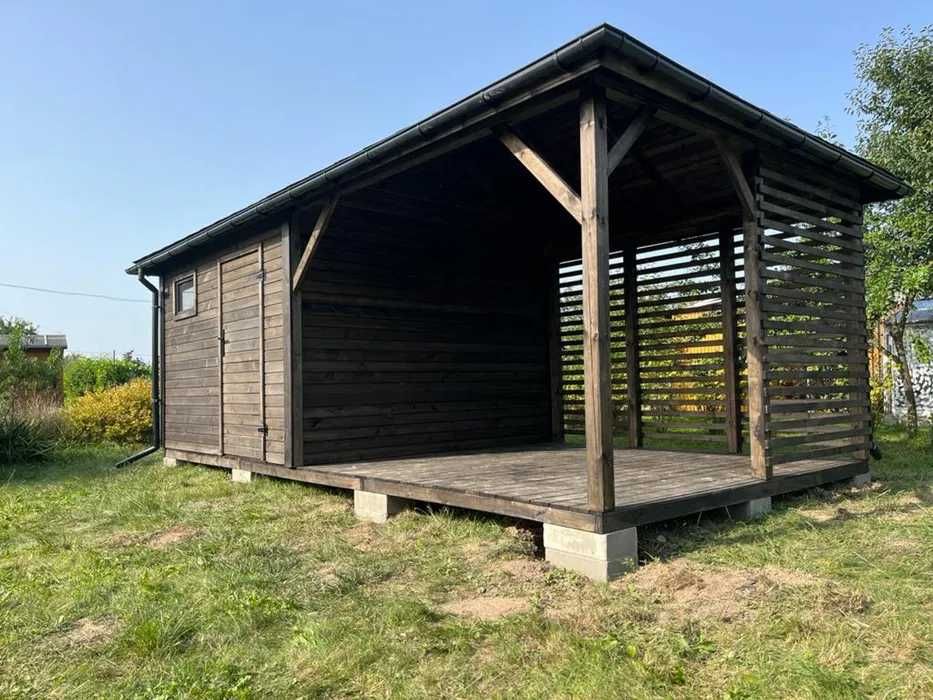Domek narzędziowy ogrodowy drewniany z altaną "Vegas" 6x3