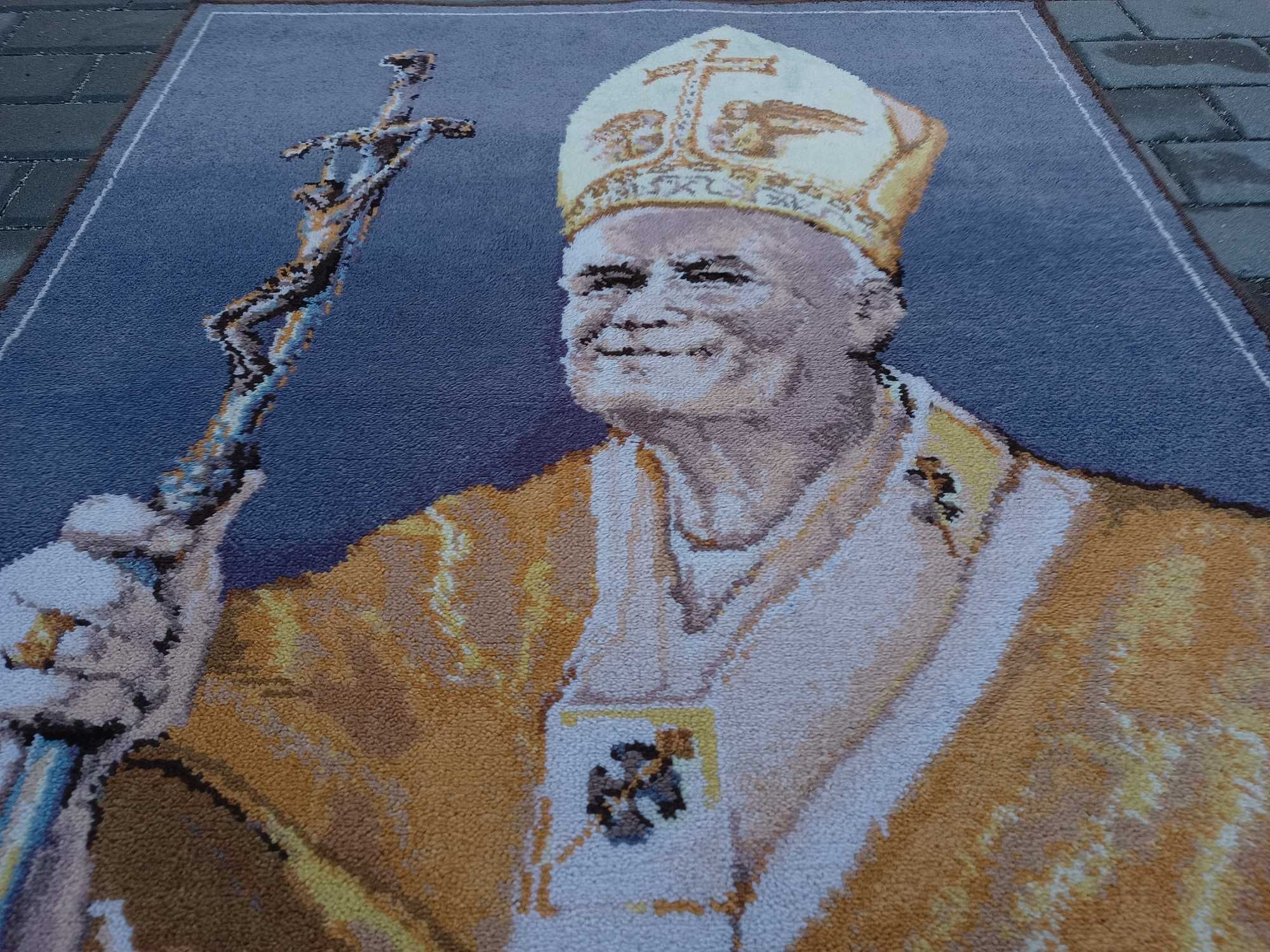 Gobelin Papież Jan Paweł II kilim makata dywan fabryka Kowary