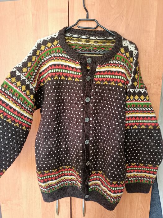 Sweter wełniany vintage norweski wool kardigan
