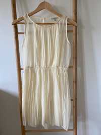 Kremowa plisowana sukienka Zara S