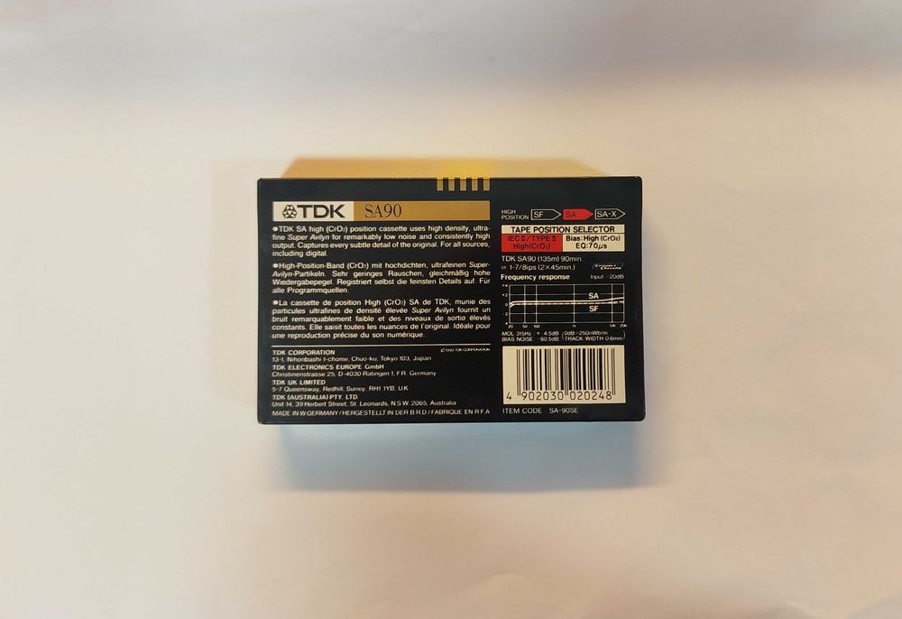 Kaseta magnetofonowa TDK SA 90 90-91 rok