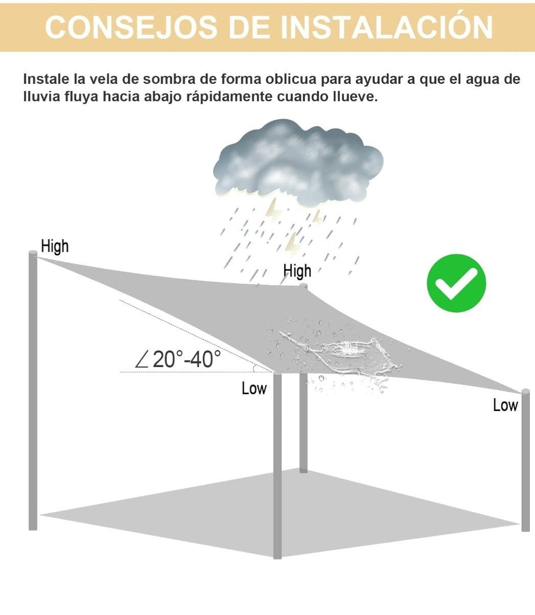 HENG FENG Żagiel przeciwsłoneczny na balkon taras 2,5m x 3m