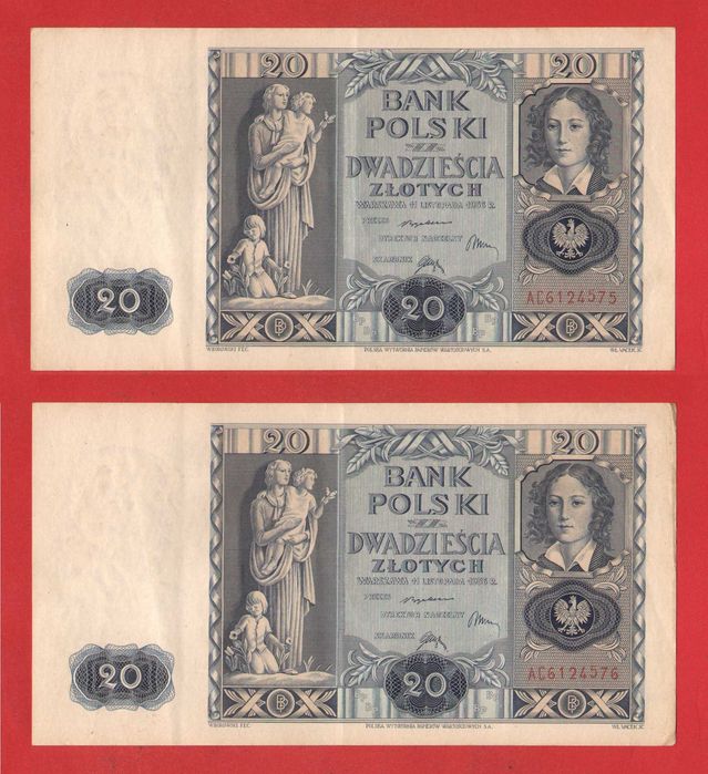 Купюра / банкнота ПОЛЬЩА 20 злотих 1936 рік