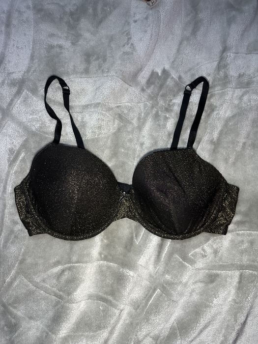 Czarny biustonosz z złotymi akcentami George 90E / 90DD