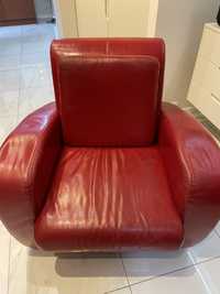 Fotel skorzany czerwony