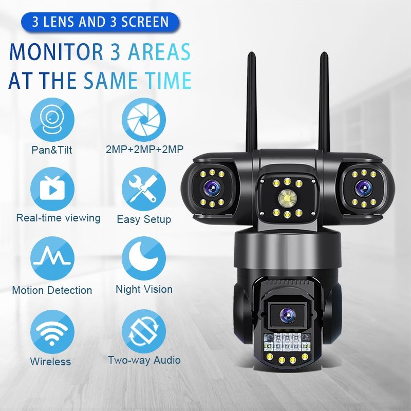 Kamera IP WiFi 15MP 3 Obiektywy | Full HD | Tryb Nocny | Nowa!