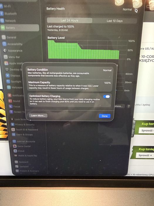 MacBook Air 15” M2 (2023) • 24GB/512GB • Midnight • bateria 100%