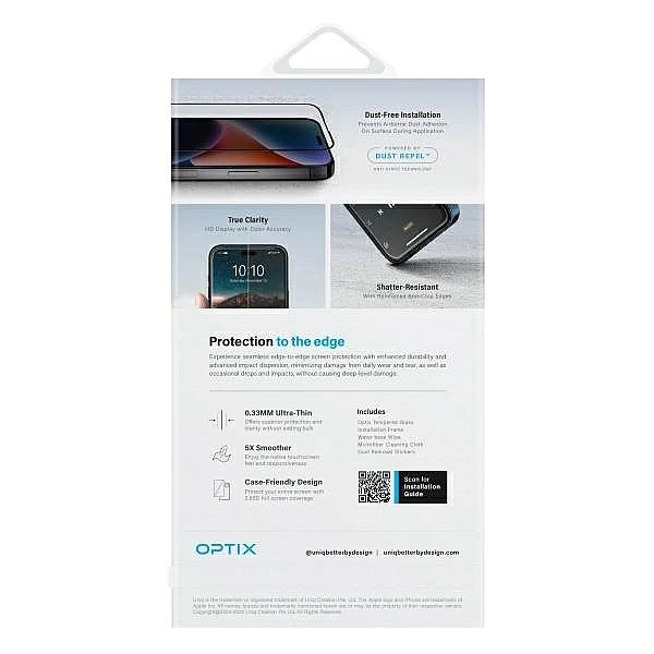 Szkło hartowane UNIQ Optix Vivid z apliaktorem na iPhone 16 Plus