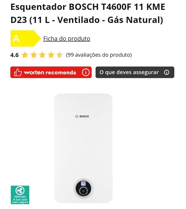 Urgente Esquentador Bosch T4600F 11 Garantia