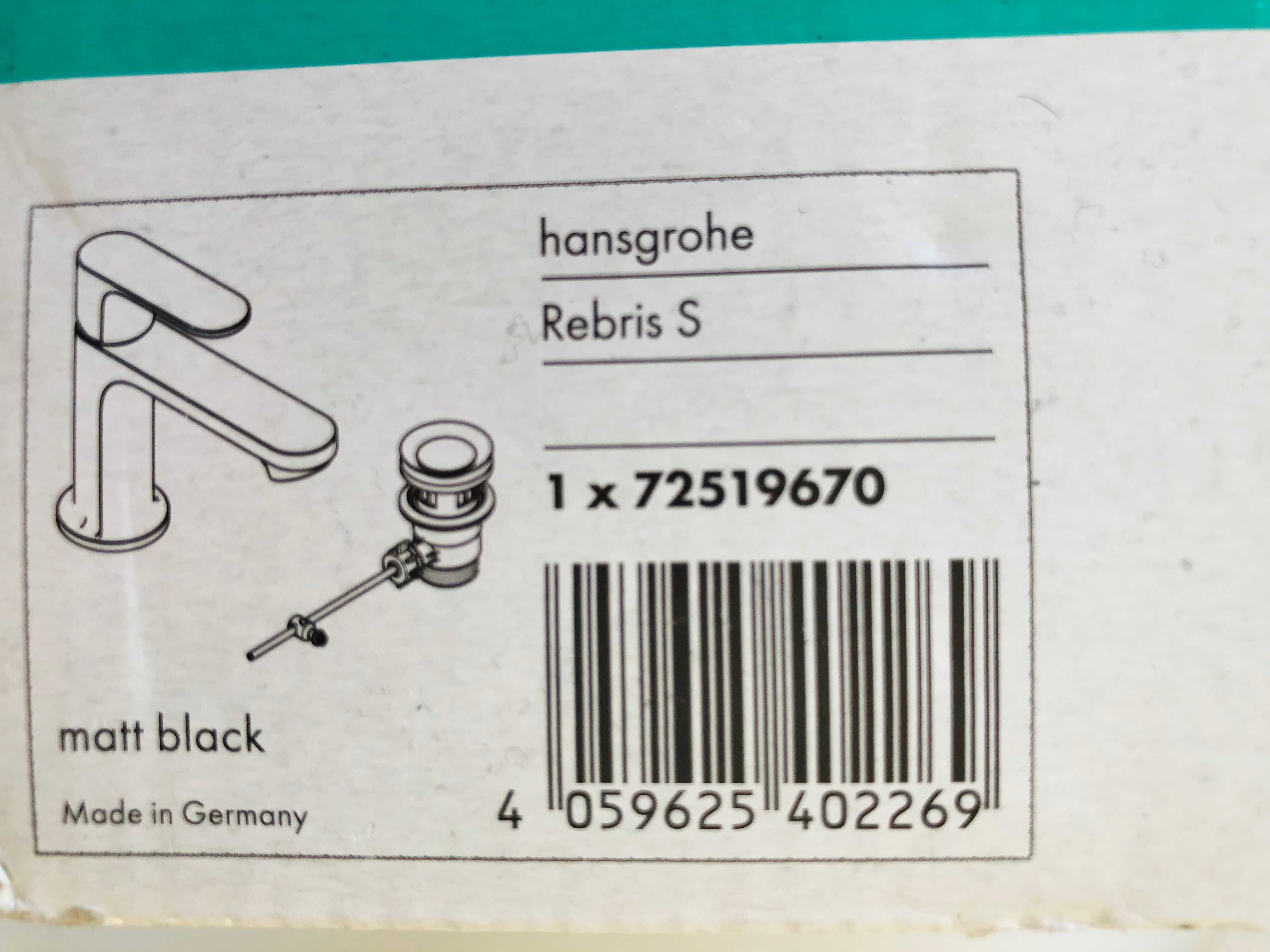 Hansgrohe Rebris S Bateria umywalkowa z korkiem czarny mat