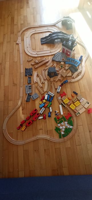 Drewniane klocki różne duży zestaw