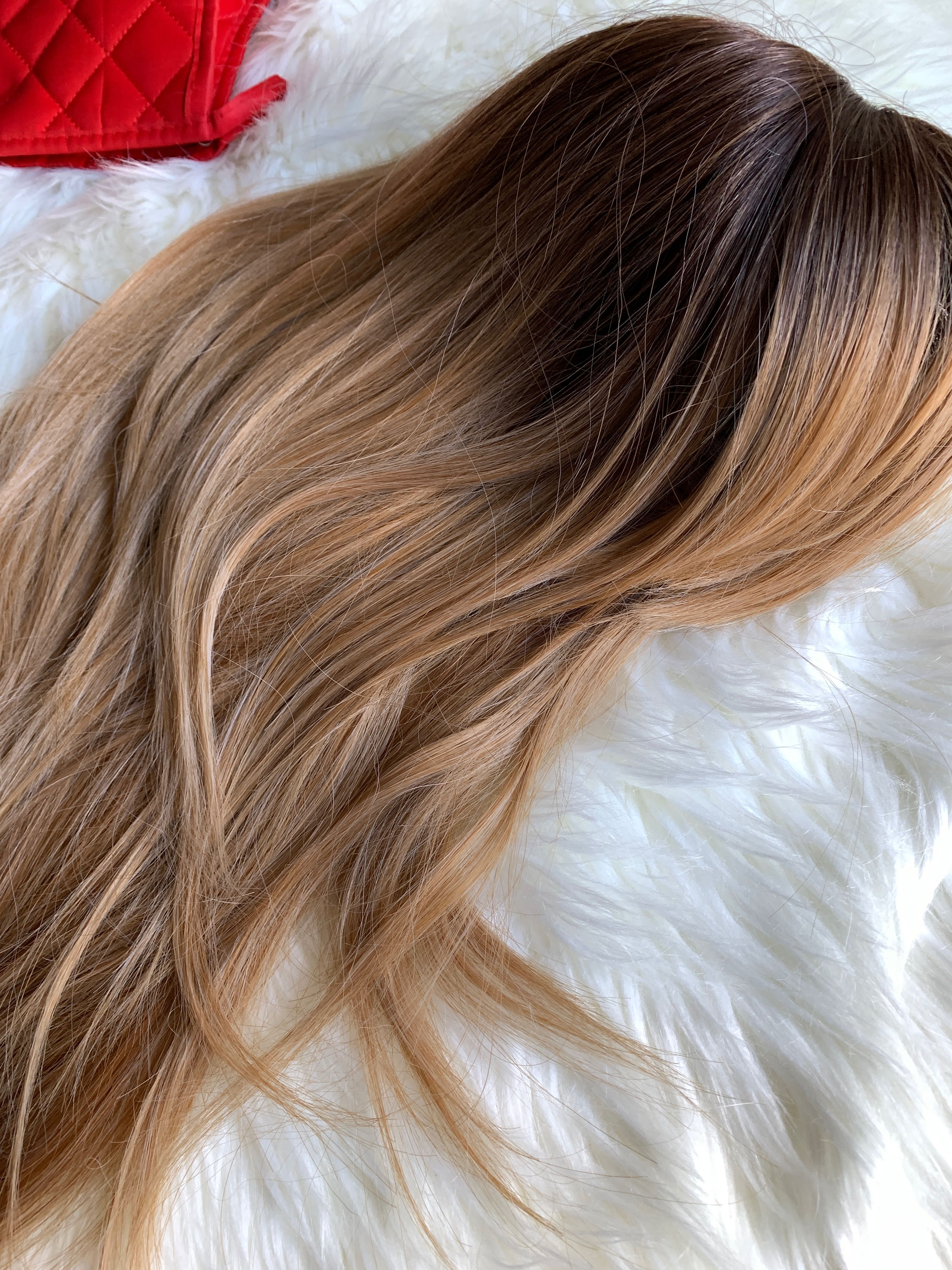 Peruka blond włos szampański topper na codzień medyczna z USA