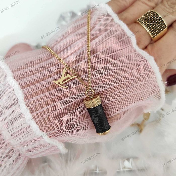 Długi łańcuszek naszyjnik L*V flakonik epileather stal 316L unikat