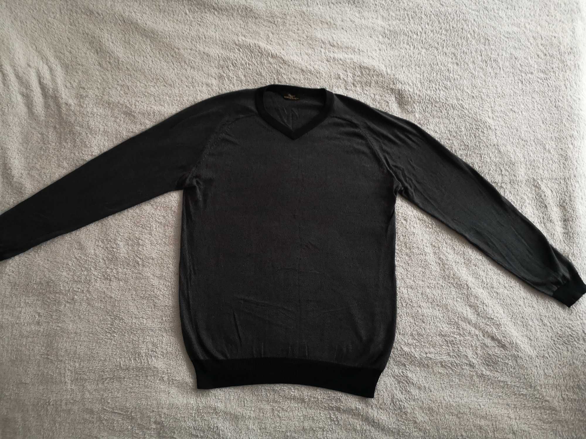 Szary melanż jedwabny sweter w serek M&S M