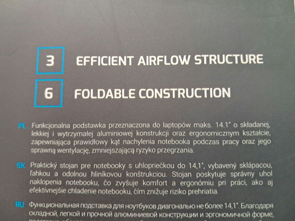 Podstawka pod laptopa. Nowa. Aluminium.Natec Turn 12-14 cali