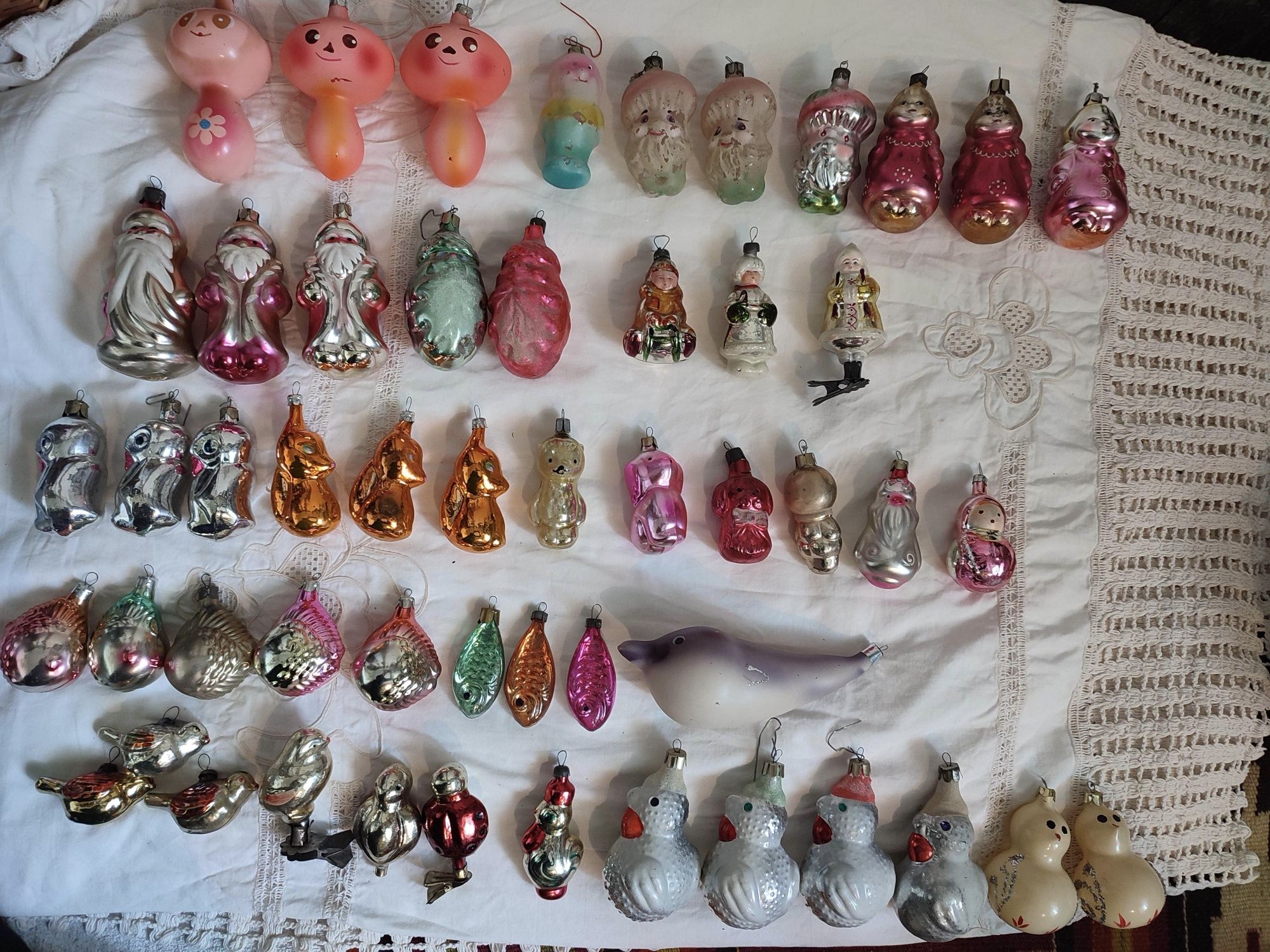 Новогодние ёлочные игрушки ссср.снеговик,дед мороз,сосульки,животные