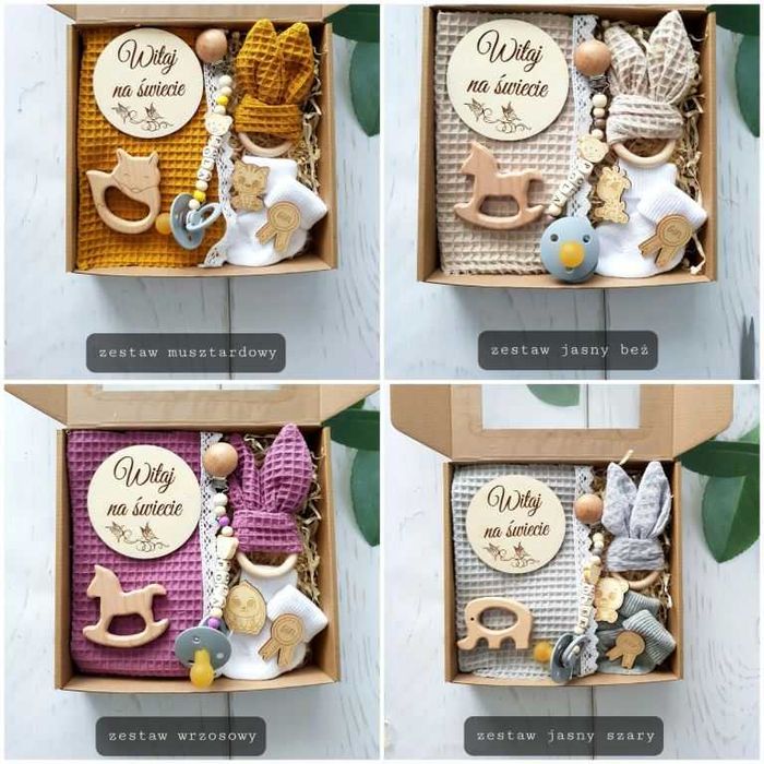 Prezent dla niemowlaka Gift Gift Box Baby wafel mietowy