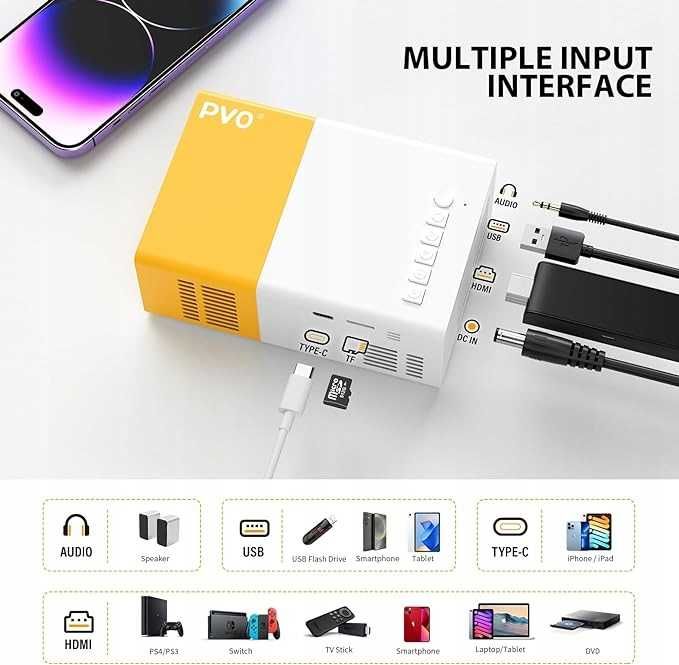 Projektor LED PVO YG300 Pro biały