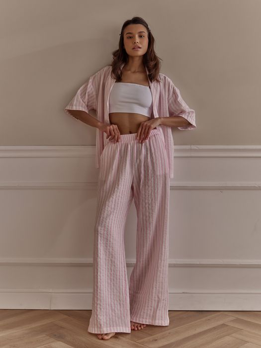 Muślinowy komplet piżamowy – koszula + spodnie | idealny prezent!